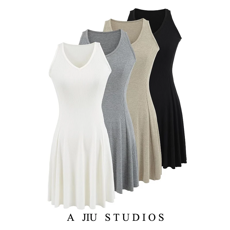 Women's V-Ne Knitted Vest Dr Slimming ort Skirt High Waist Sexy Summer Faion Street Sle Svel Bodycon Inner Wear