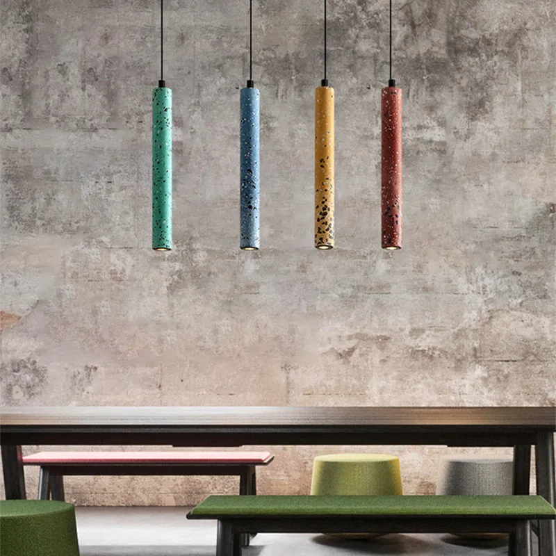 

Industrial pendant light LED Creative Designer concrete lamp living room dining room stair Decoration long tube pendant light