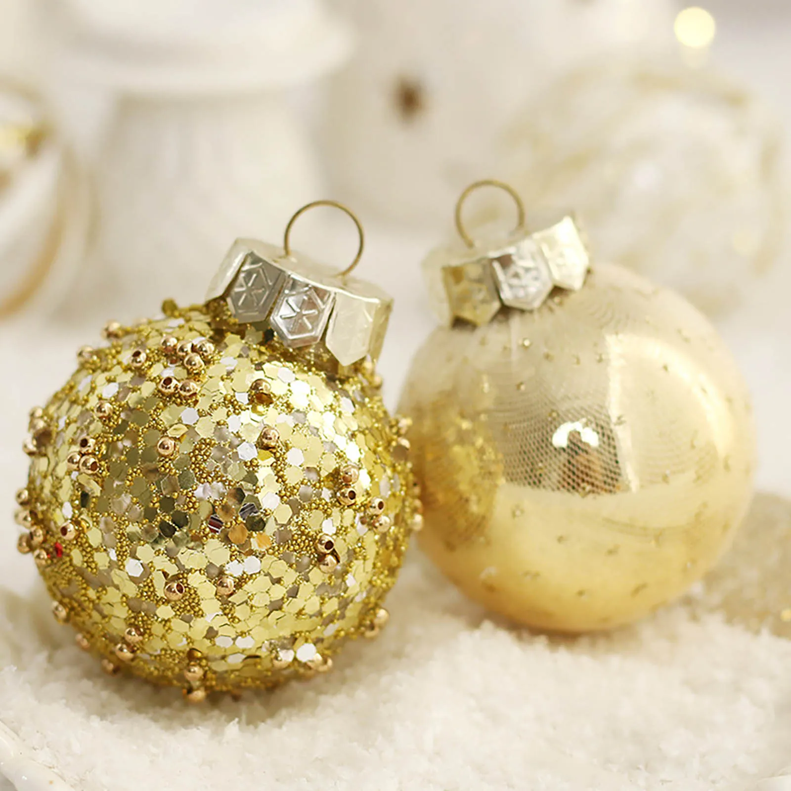 25Pcs Christmas Tree Ball Ornaments Party Decoration Shatterproof Stuffed Glittering Balls for Holiday Wedding Xmas