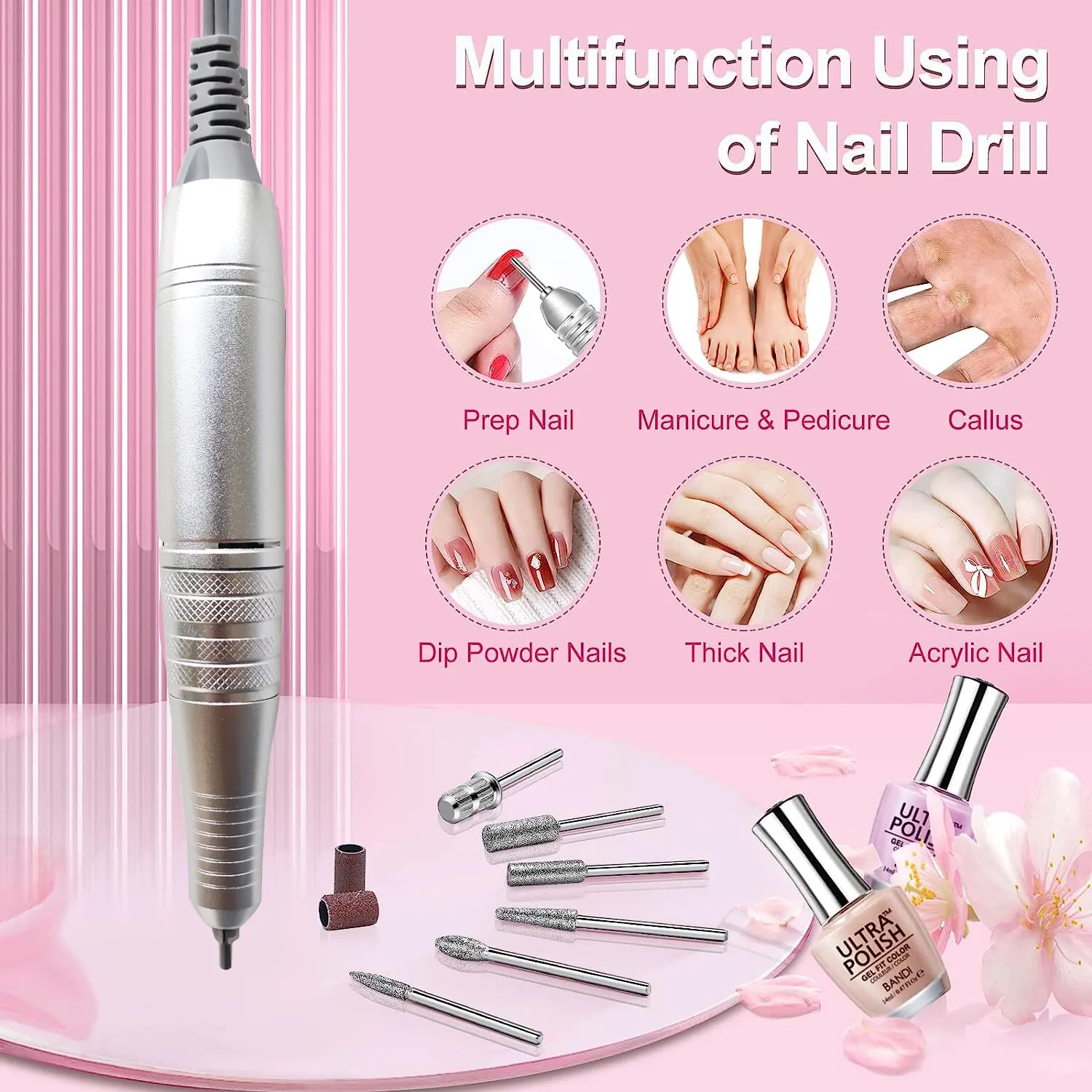 Electric Nail Drill Machine,Portable Electric Nail Drill 35000 RPM Professional Rechargeable Nail File Machine,Remove Gel Polish