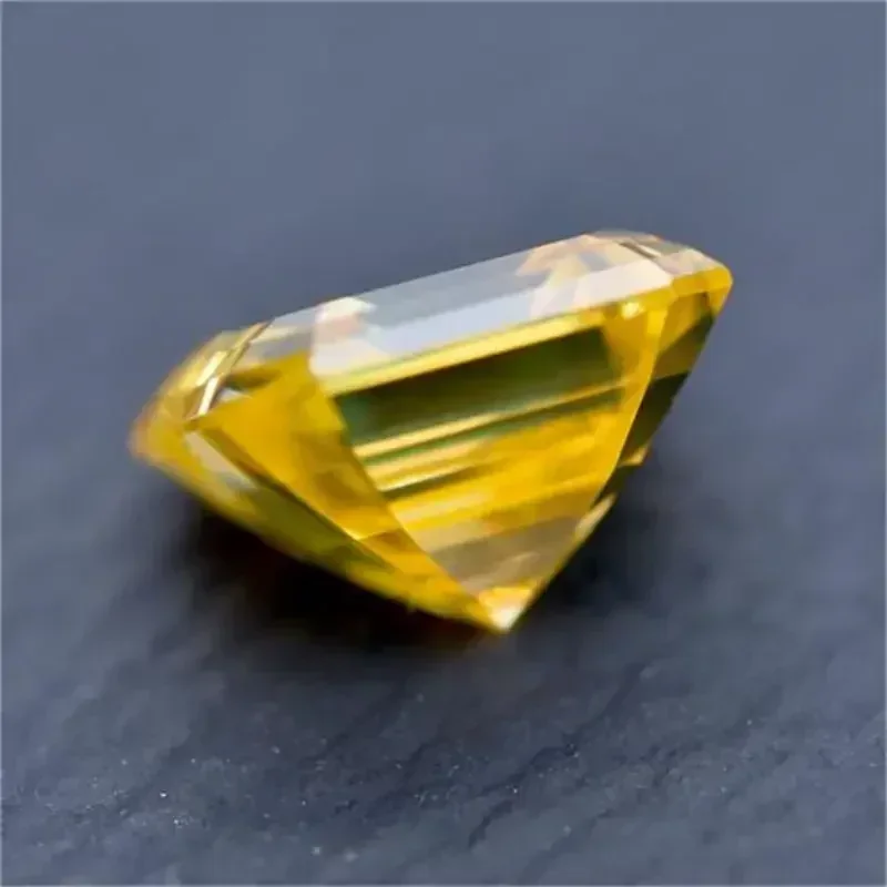 Moissanite batu kuning emas warna ascher Cut Lab tumbuh Moissanite perhiasan lulus penguji berlian dengan sertifikat GRA