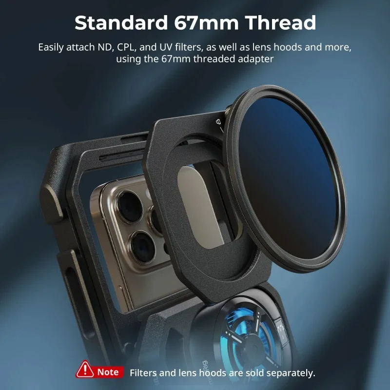 SmallRig 67mm Threaded Filter Adapter w Hood for Universal Video Cage 4299B for iPhones for Samsung for Android Smartphones 5277
