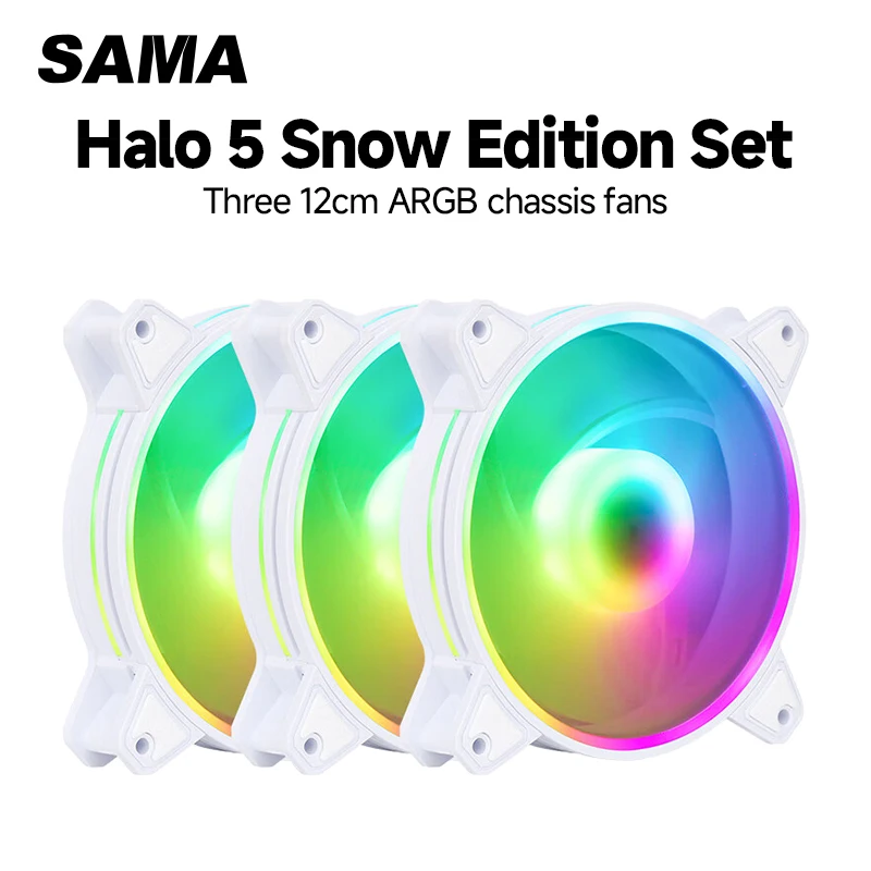 

‌ SAMA Halo 5 Snow Edition, комплект из 3 предметов — белый RGB-вентилятор для водяного охлаждения и воздушного потока в корпусе ‌ Корпус радиатора Вентилятор