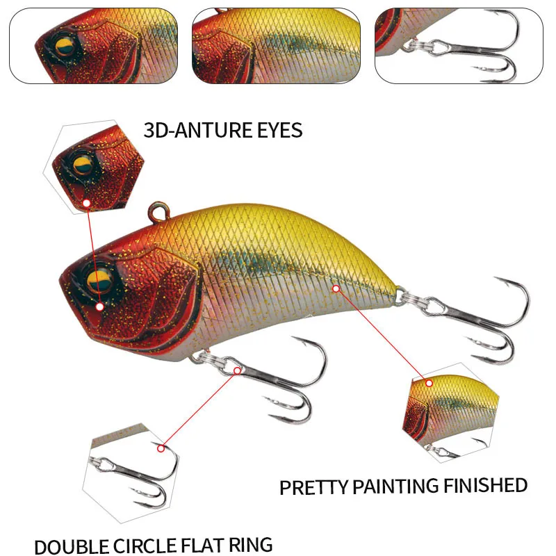 Wobbler hundimiento con vibración Crankbait sin labios VIB para trolling de agua salada - imagen 2