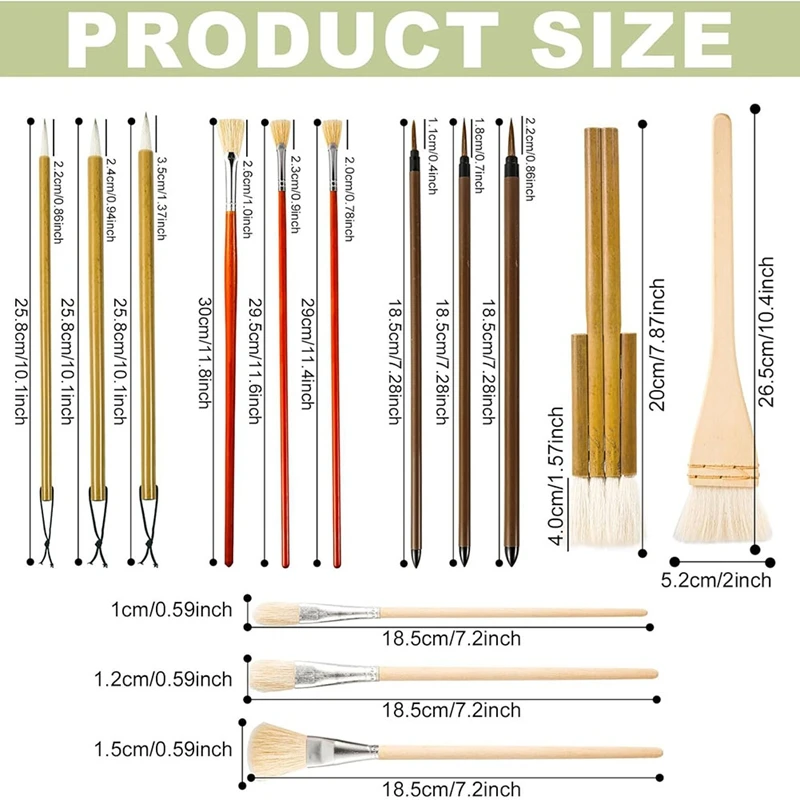 Pottery Glaze Wood Brushes, punho longo para aquarela, pintura a óleo, estudantes, crianças, adultos, 14pcs