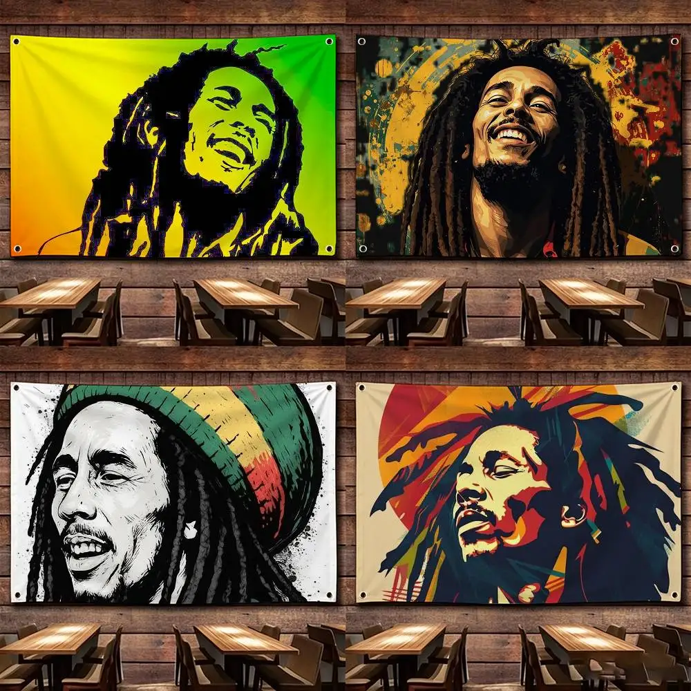 B-Bob Marley Flags Wall Hanging Tapestry Outdoor Garage Room Decorative flag Background Blanket