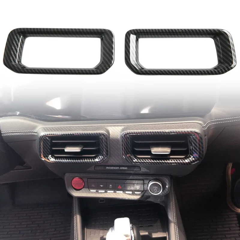 

Car Accessories For Ford Mustang 2024 2025 ABS Carbon Fiber Printed Interior Center Console Air Vent Outlet Cover Trim 2pcs
