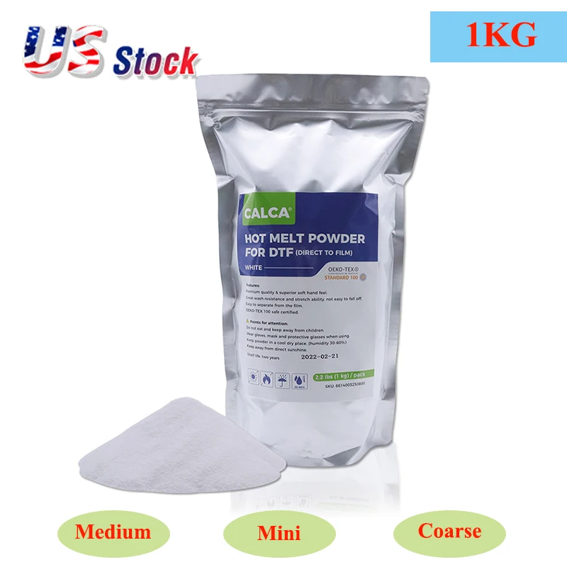 

CALCA Direct to Film TPU DTF Powder Digital Transfer Hot Melt Adhesive 1kg White Powder Wholesale Bulk for DTF Shaker Machine