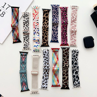 For Apple Watch Strap ultra3 2 49 46 45 44 42 41 40 38mm Leopard print Adjustable Elastic Nylon Braided Strap Series10 11 9 8 SE