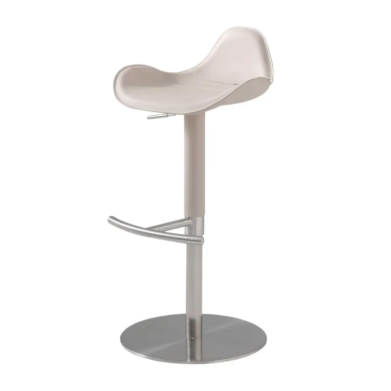 Italian Minimalist Home Island High Leg Stainless Steel Saddle Leather Bar Chair Can Be Lifted and Swivel High-end