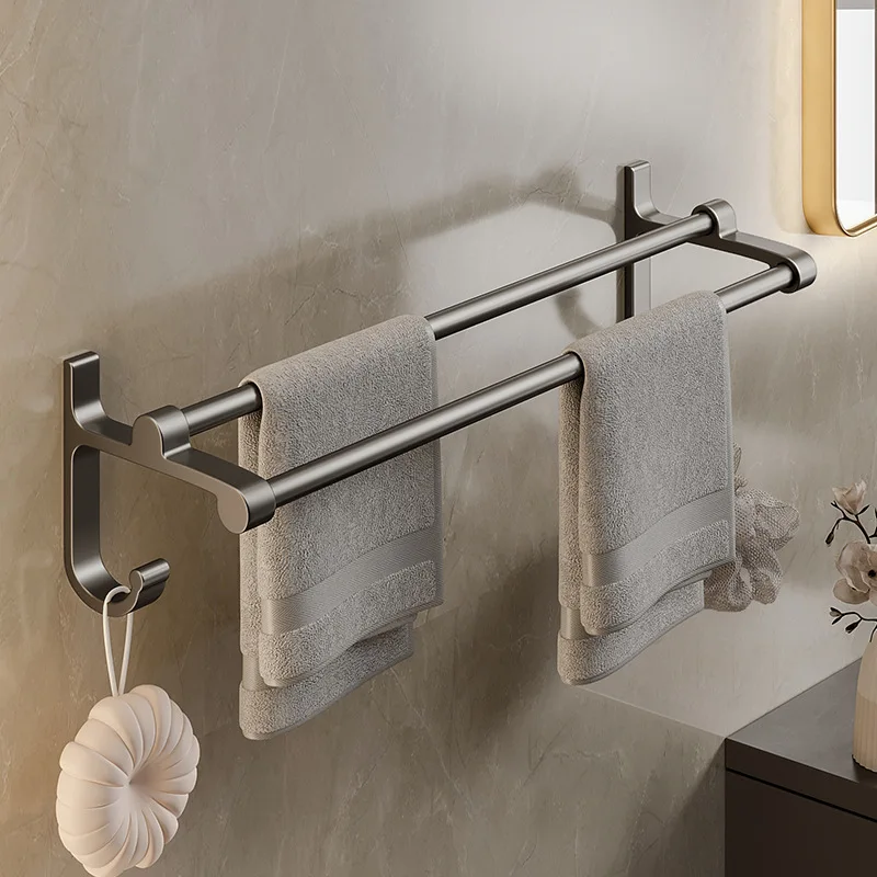 Gun Ash Towel Rack, Non-perforated Toilet, Wall-mounted Bathroom, Towel Rail, Shelf, Washroom, Storage Hanger