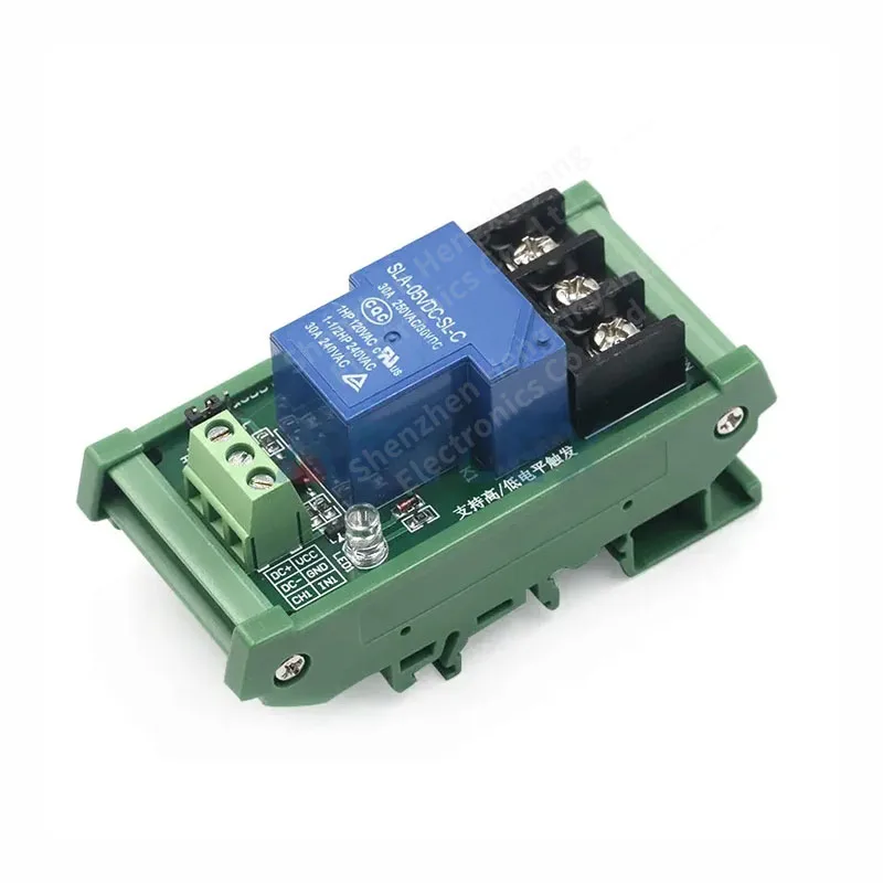 5V 12V 24V One 1 Channel Relay Module 30A with Optocoupler Isolation Supports High/Low Level Trigger with Guide Rail