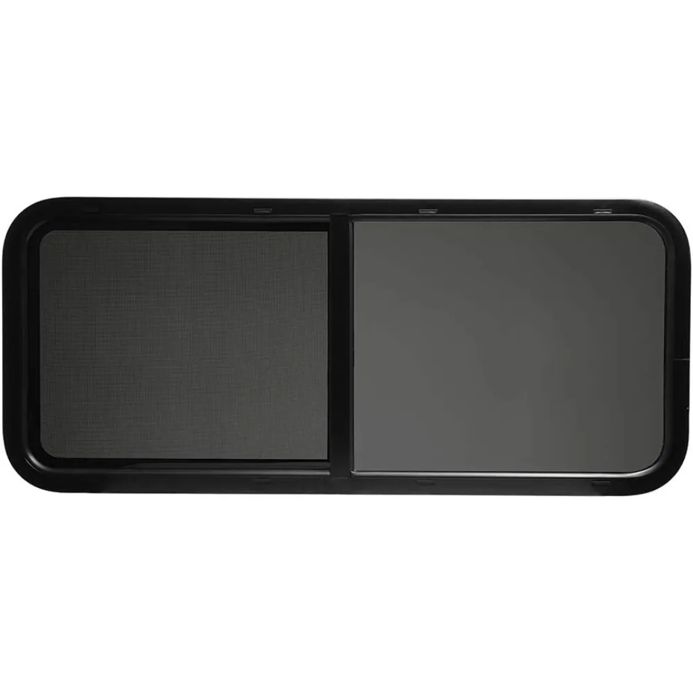 نافذة RV منزلقة أفقية 48 × 22 مع مجموعة أدوات التشذيب - أسود