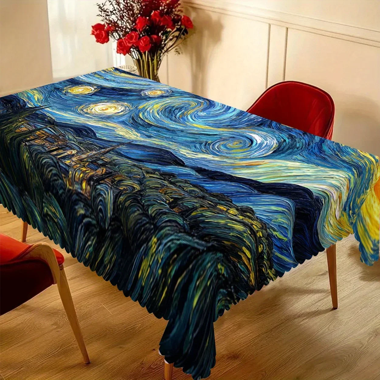 1 Van Gogh Tischdecke mit Sternennacht-Motiv – Polyester-Tischdecke für drinnen und draußen, geeignet für Geburtstage