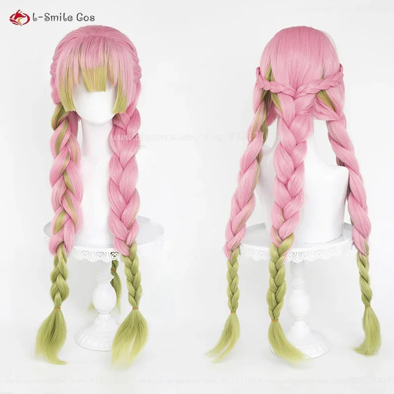 

Anime Kanroji Mitsuri Cosplay Wigs Pink Green Gradient Braid Kanroji Mitsuri Anime Wig Heat Resistant Synthetic Hair Women Wigs