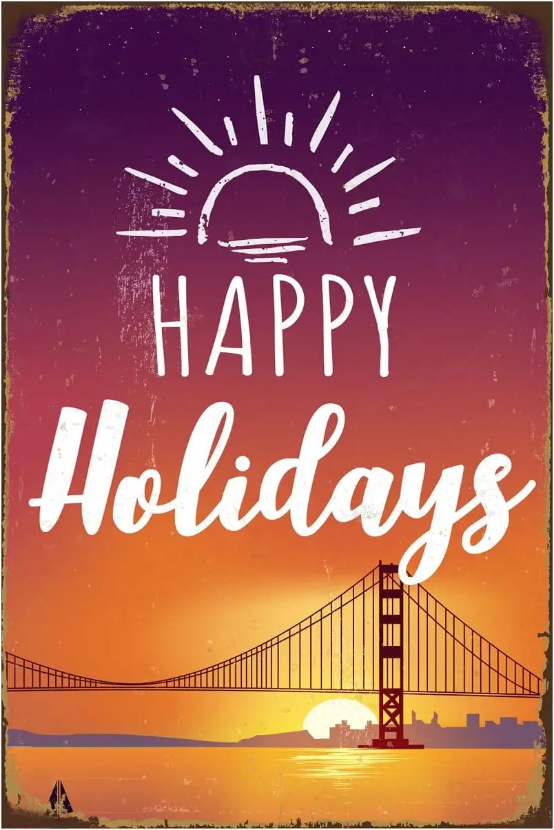 Retro Tin Metal Sign, Wall Décor, Sunset Happy Holiday, Encourage Gift for Kids Teens Women Home Office Bedroom Living Room-alum