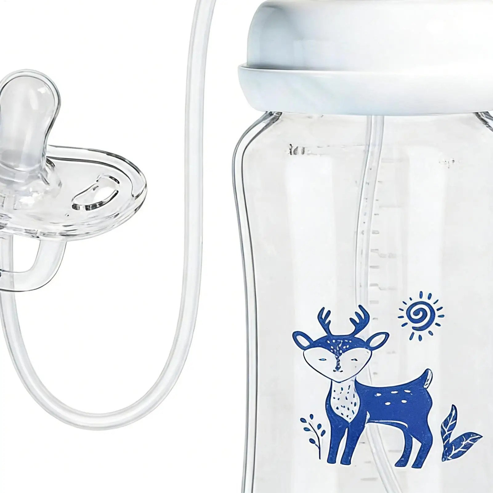 3in1ハンズフリー300ml広口哺乳瓶ミルク保存ボトルおしゃぶり多機能落下防止重力ボール付き哺乳瓶