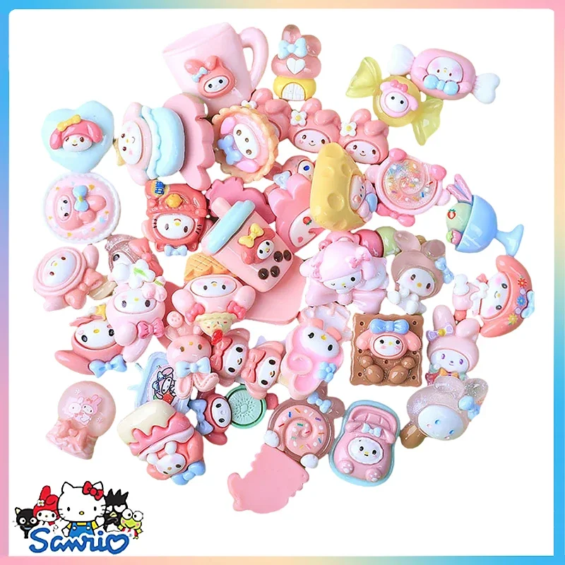 Sanrios Multiple Styles 50Pcs Hello Kitty Accessories Kuromi Cinnamoroll Melody Pompompurin Pochacco Diy Phone Case Anime Toys