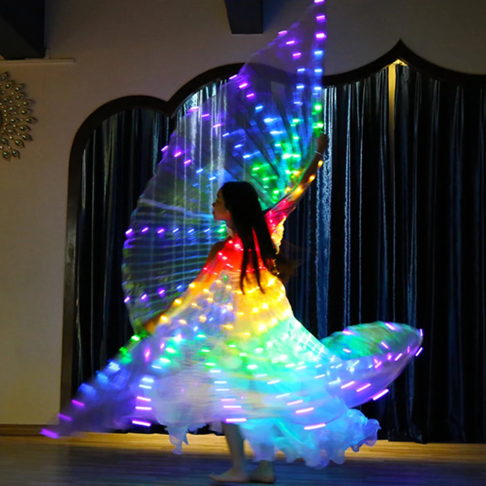 LED luminous butterfly dance wings dancing luminous props fluorescent belly dance cape length 145cm, suitable for height 160