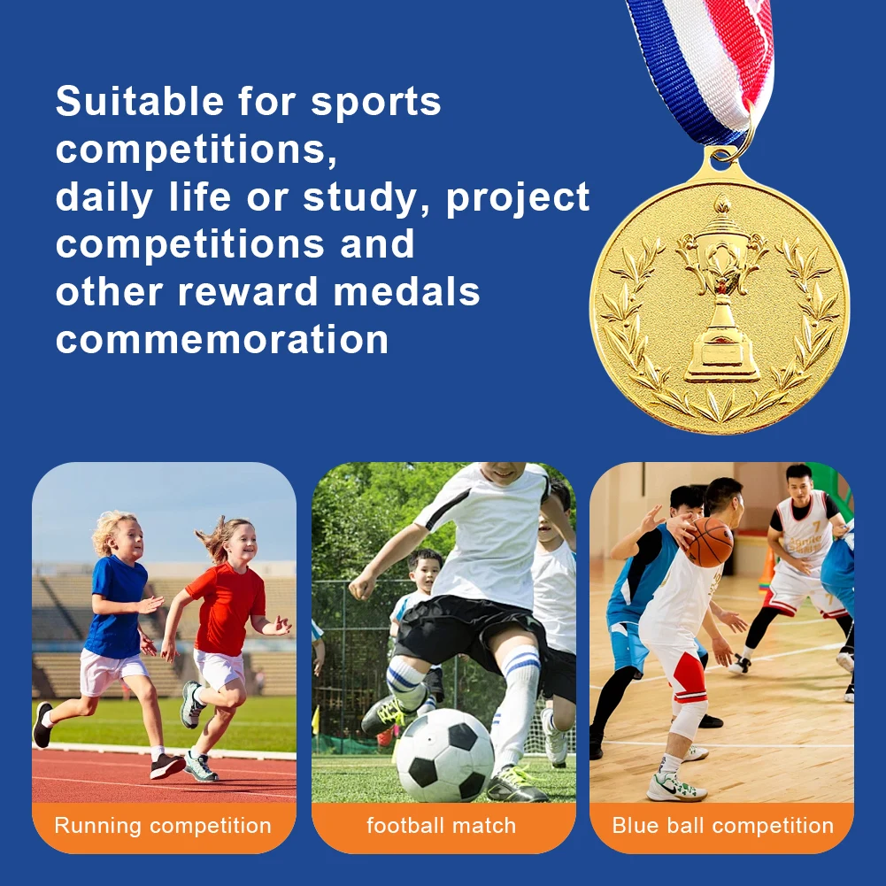 5.2cm Gold/Silver/Bronze Medal Award Medals with Neck Ribbon Sports Rewards Metal Winner Medals for Competitions Party Race - view 5