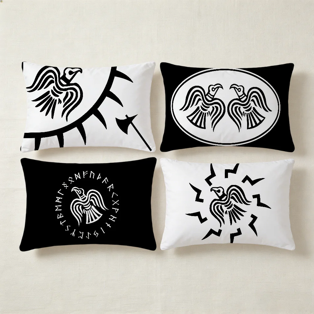 R-Raven Viking Middle Ages Logo cushion cover Hit Product Home Sofa living Room Double-sided Soft Decorative Pillow Cover