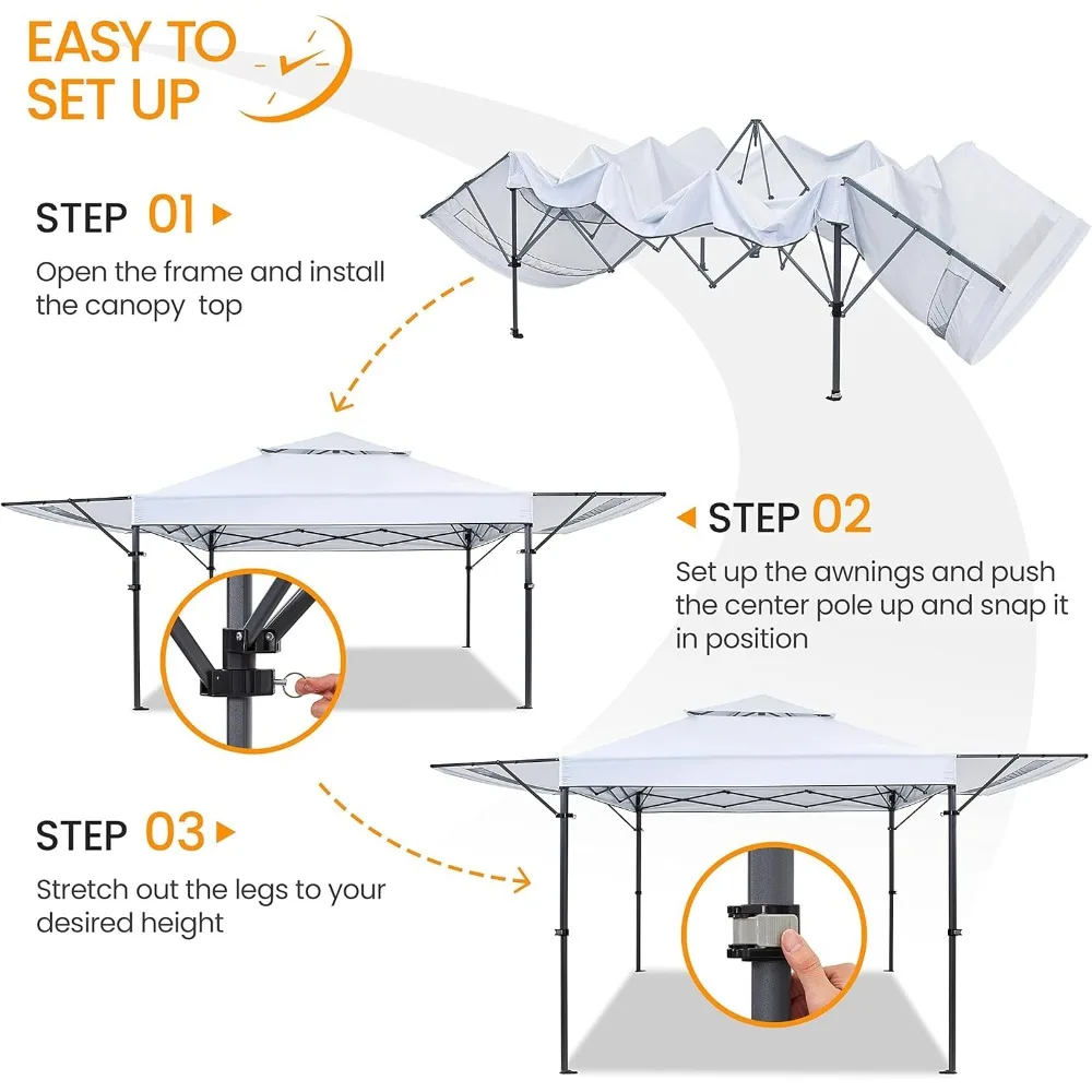 Tente Pop Up avec AwO2, Abri Instantané RapDuty avec Ventilation, 2 Niveaux, 10x17 Pieds