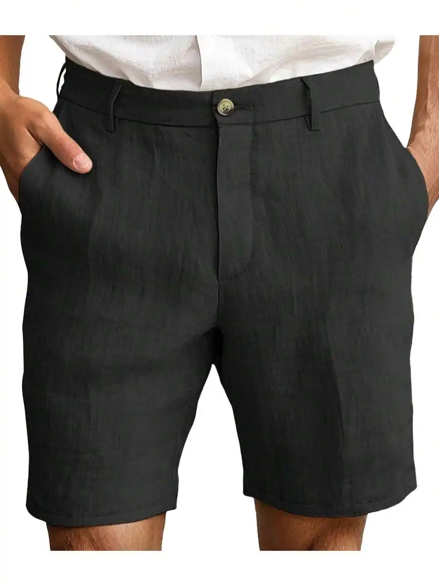 

Men Casual Loose Shorts Solid Color Elastic Waist With Pockets For Summer Beach Streetwear