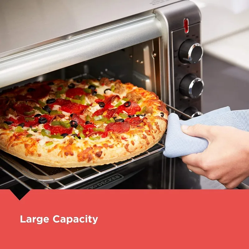 BLACK+DECKER Forno tostapane Crisp 'N Bake Air Fry a 6 fette, TO3215SS, 5 funzioni di cottura, timer da 60 minuti, acciaio inossidabile