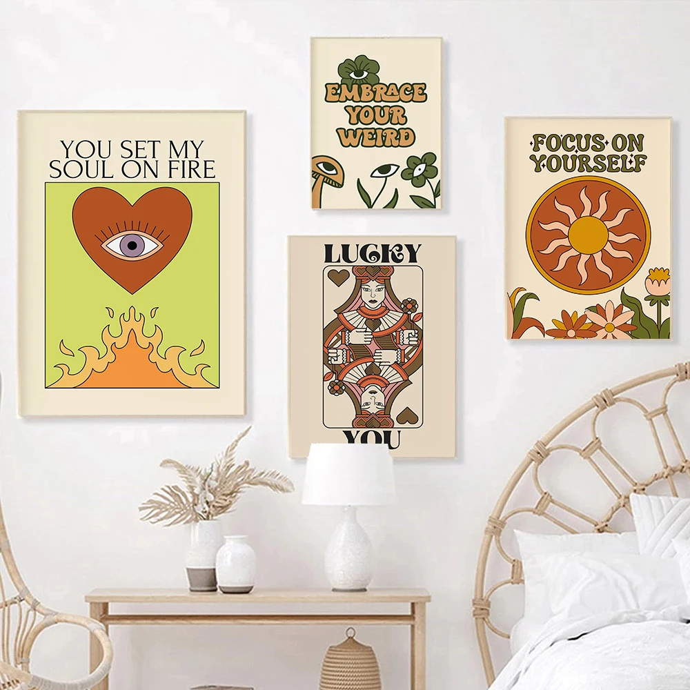 Lucky You Playing Card Print Queen Trendy Aesthetic Game Funky Wall Art Pictures Retro Cool Dorm Positive Happy World Poster