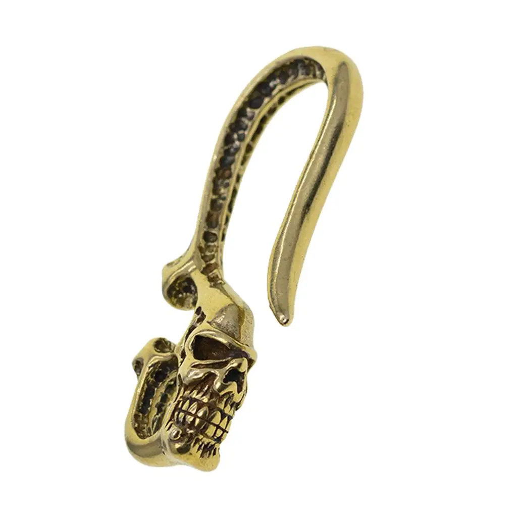 Brass Skull Hook Key Chain Unique Key Ring Accessories Metal Buckle for Biker Motor Wallet