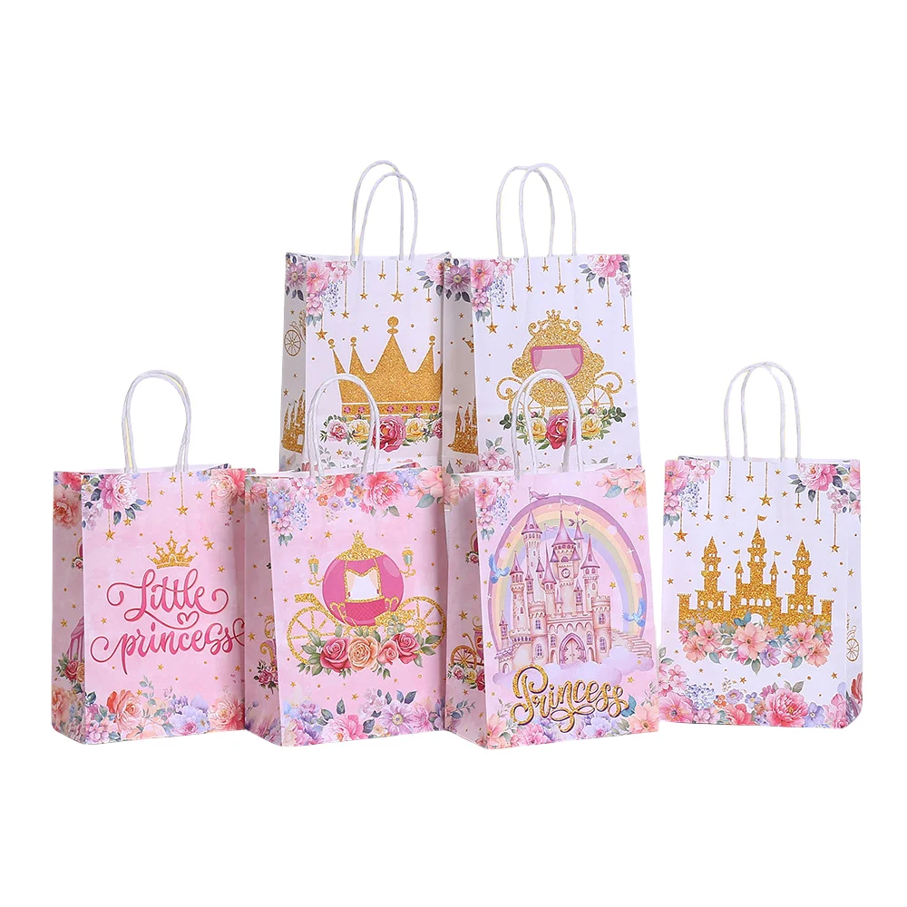 

LPZHI, Princess Pink Paper Tote Gift Bags for Sweets Fairy Tale Candy Packaging for Birthday Party Favors Children's Day