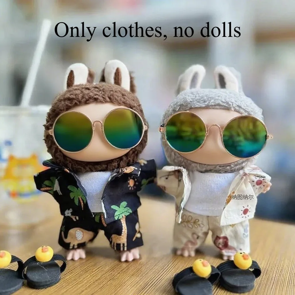 15-17cm Mini Plush Doll Overalls: Beach Vacation Style Outfit for Kawaii Fashion Dolls, Adjustable Fit Summer Clothing image 4