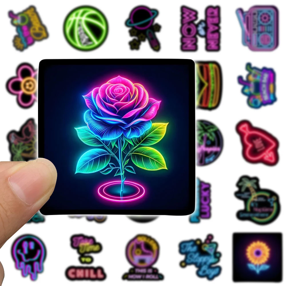 10/30/50pcs Cool Cartoon Neon Lights Graffiti Stickers Esthetische Decals Laptop Koelkast Plakboek Dagboek Decoratie sticker Kid Speelgoed