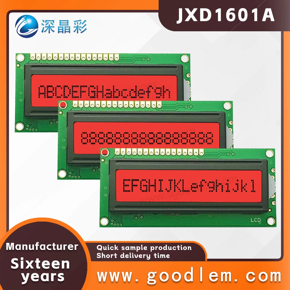 Wholesale sales Character type lcd display module JXD1601A FSTN Red Positive 16X1 lattice small screen led backlight