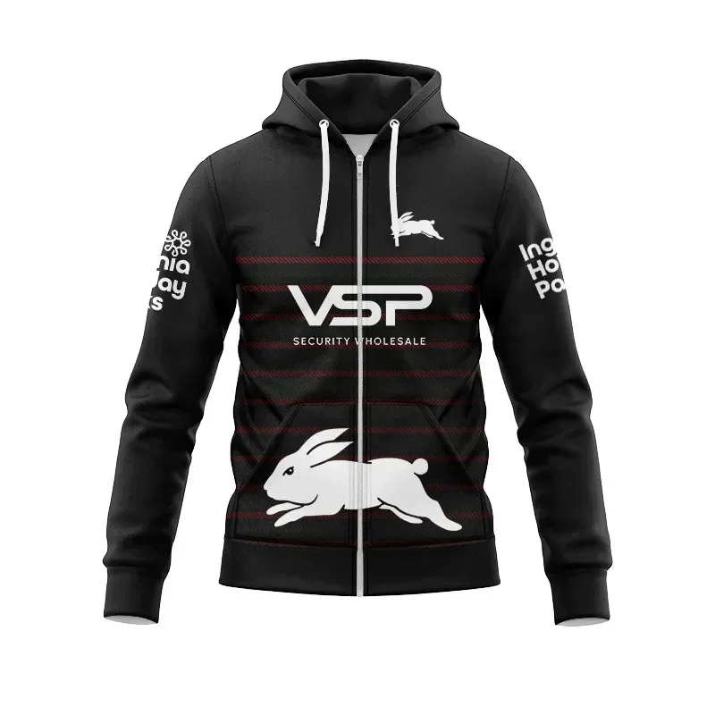 Customization 2024 South Sydney Rabbitohs Warm Up Hoodie with Zipper - Mens Size: S-5XL （Print Custom Name Number）