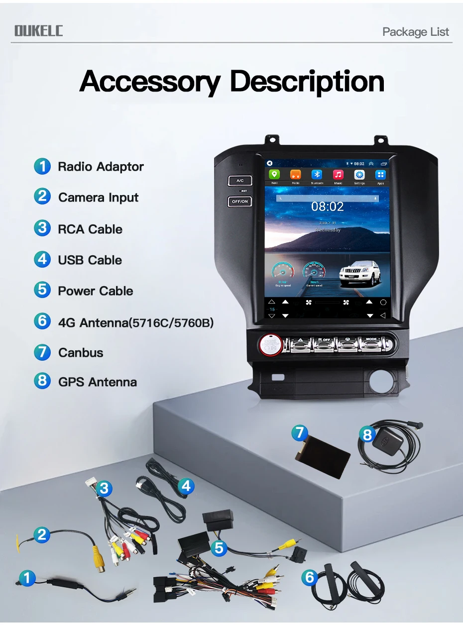 Android 14 Auto Für Ford Mustang 2015-2020 Tesla Bildschirm Auto Radio Stereo Multimedia Player GPS Navigation DSP 4G WIFI Carplay – Detail 16