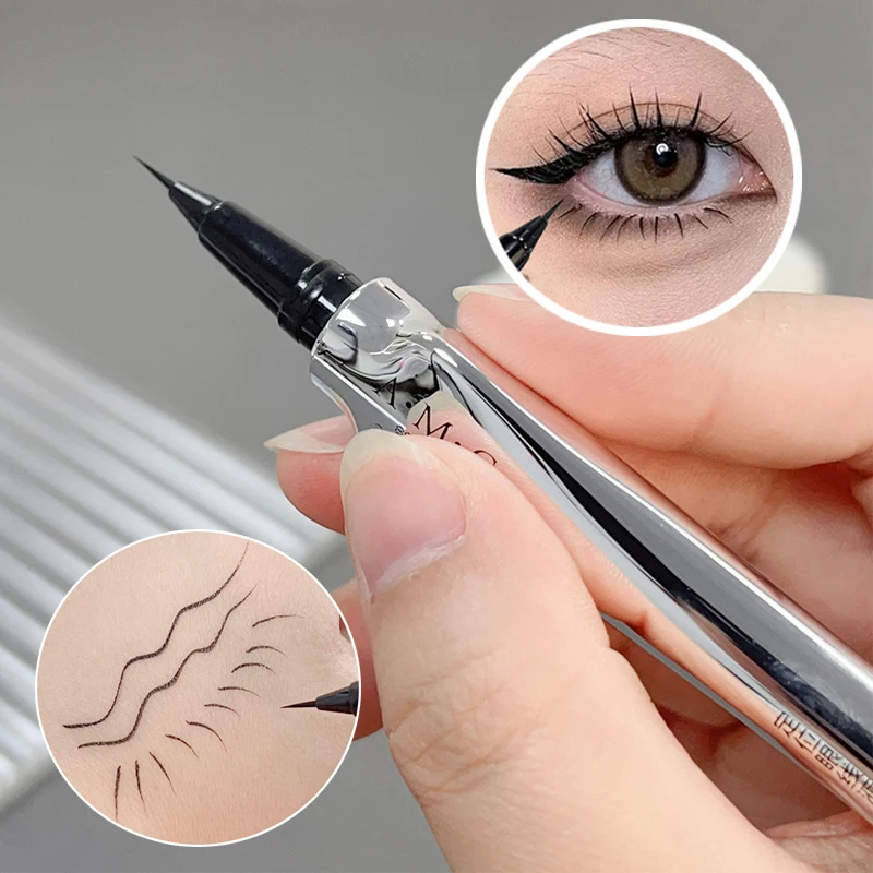 Ultra cienki matowy eyeliner w płynie wodoodporny szybkoschnący nie kwitnący długotrwały czarny brązowy koreański makijaż dolnych rzęs