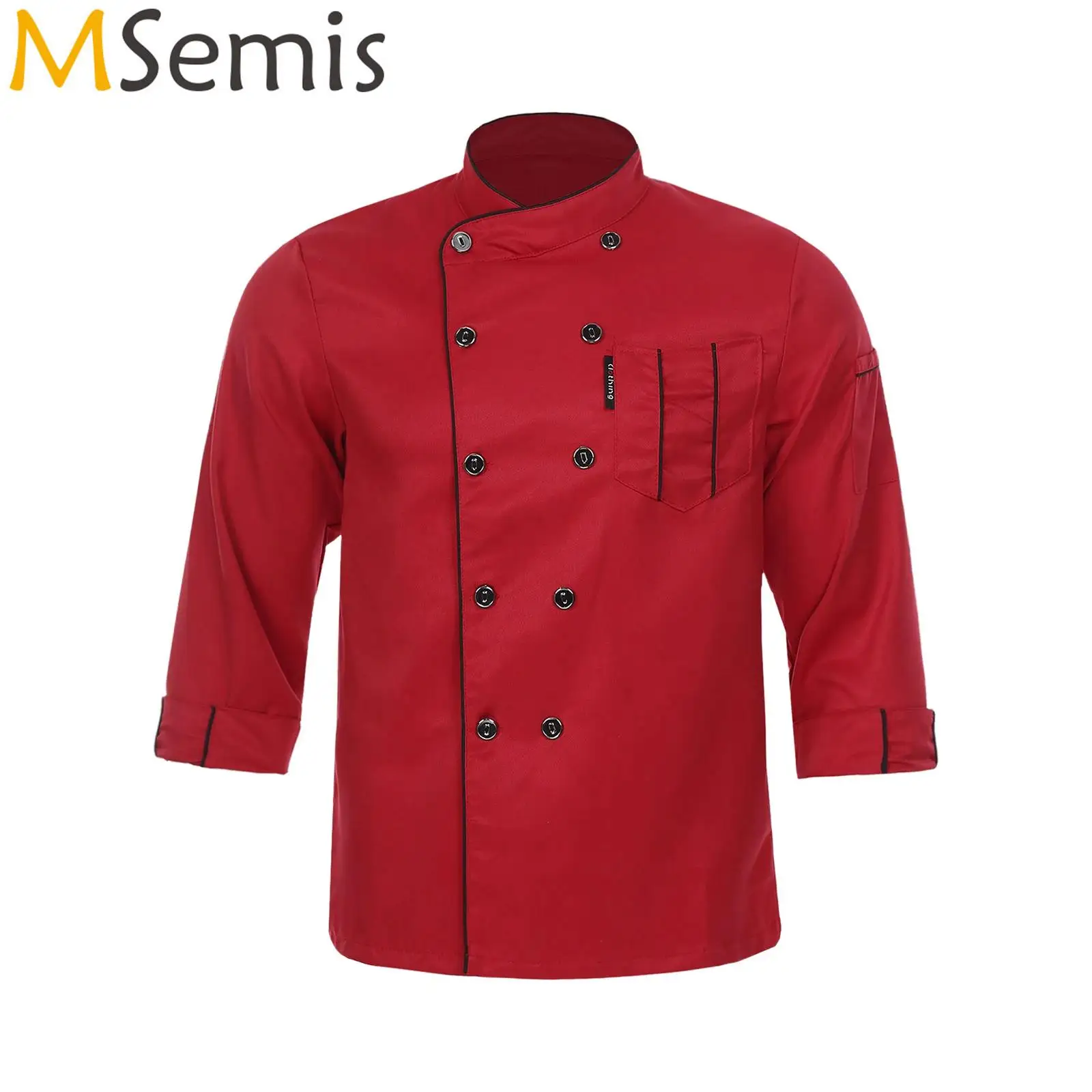 Mens Womens Short Sleeves Chef Coat Double-Breasted Work Wear Food Service Uniform for Kitchen Restaurant Bakery Hotel Tops