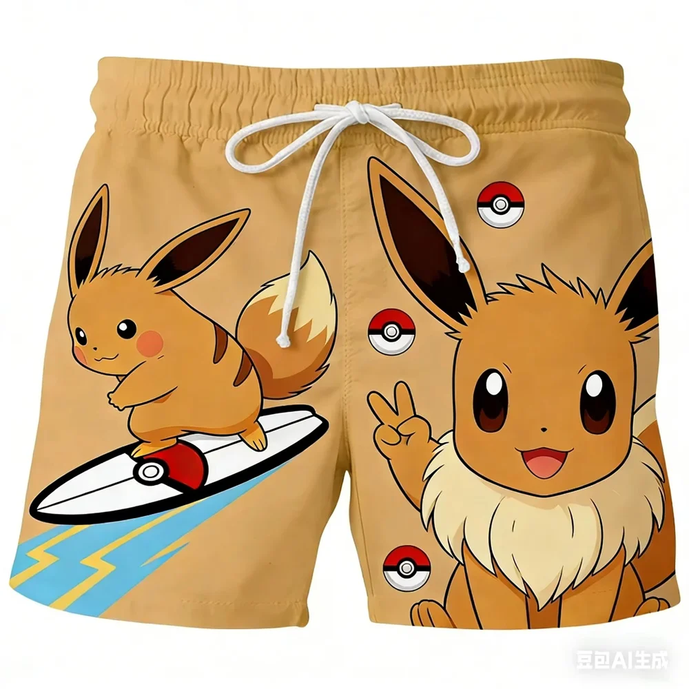 Shorts de Natação com Estampa Pokémon Squirtle 2026 para Homens, Mulheres e Crianças, Secagem Rápida, Cosplay, Praia, Anime