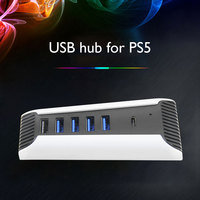 For PS5 USB Hub 1 to 5 USB Splitter Expander Hub with 5 USB2.0 + 1 Type-C Ports High Speed USB Adapter for PlayStation 5 Console
