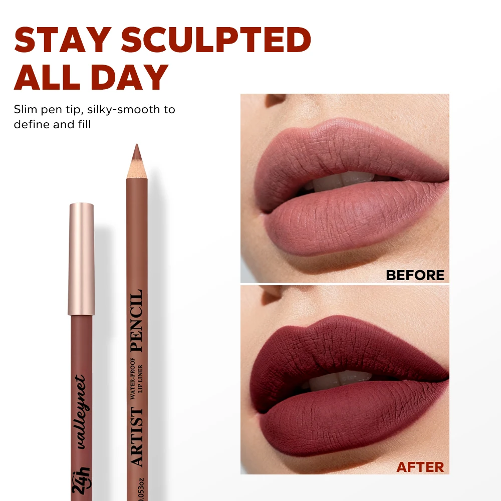 Lipmake-upset voor dames voor Thanksgiving en kerstcadeaus, ultrafijne houten lipliner, fluweel mat, waterdicht en gemakkelijk te kleuren