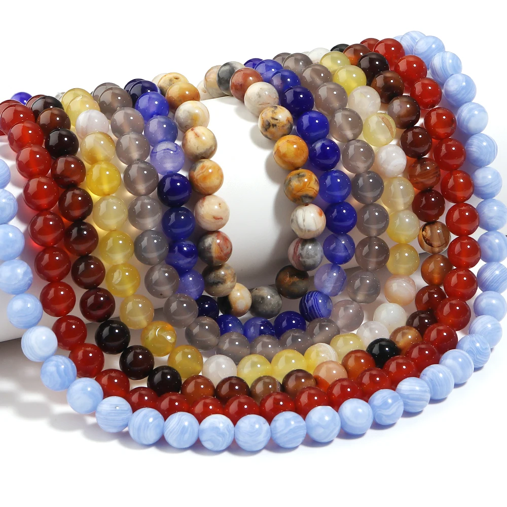 32–95 Stück Natursteinperlen, bunte Achatperlen, Onyx, runde lose Perlen, DIY-Armband, Halskette für Schmuckherstellung, Zubehör – Detail 6