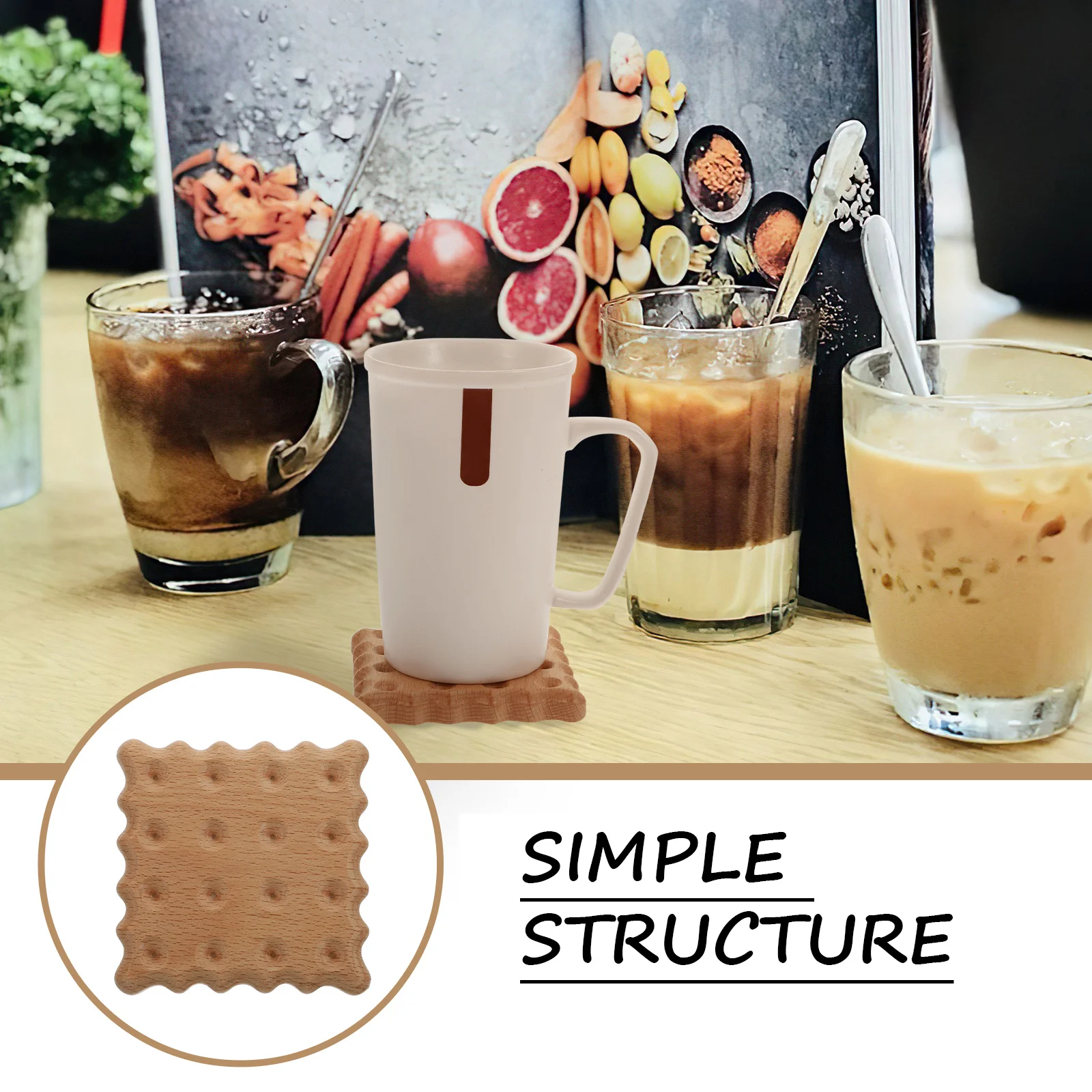 

1pc Creative Solid Wood Coasters Heat-Resistant Insulated Cup Mats Non-Skid Mug Mat For Coffee Tea Home Office Decorative Set