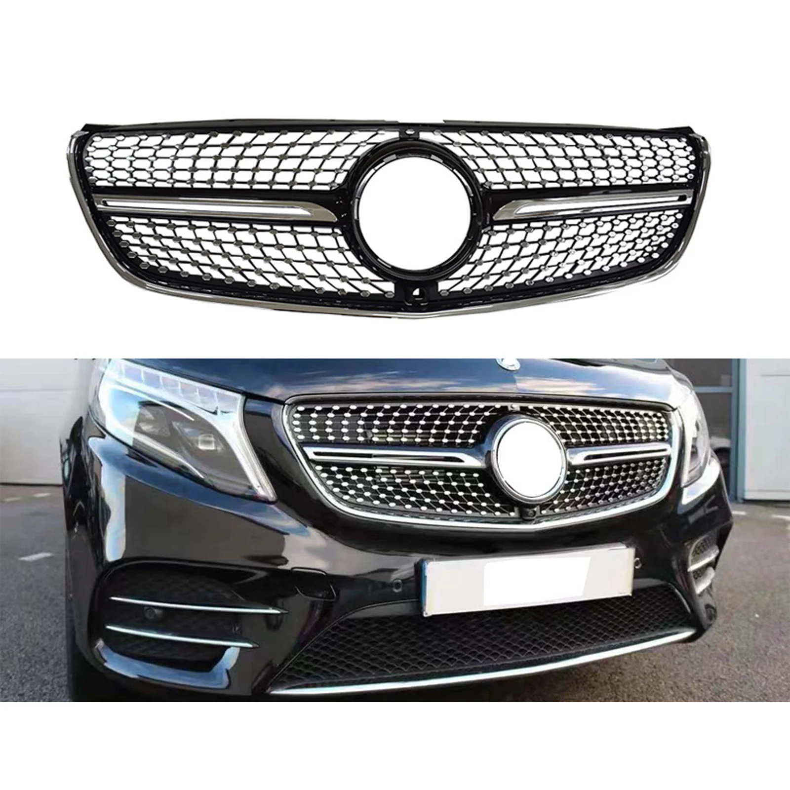 Car Front Racing Facelift Bumper Grilles For Mercedes-Benz W447 Metris/Vito 2015-2020