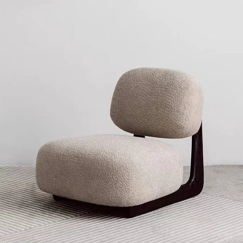 

Wabi sabi wind alpaca lovely single sofa chair solid wood simple floor slacker children internet celebrity