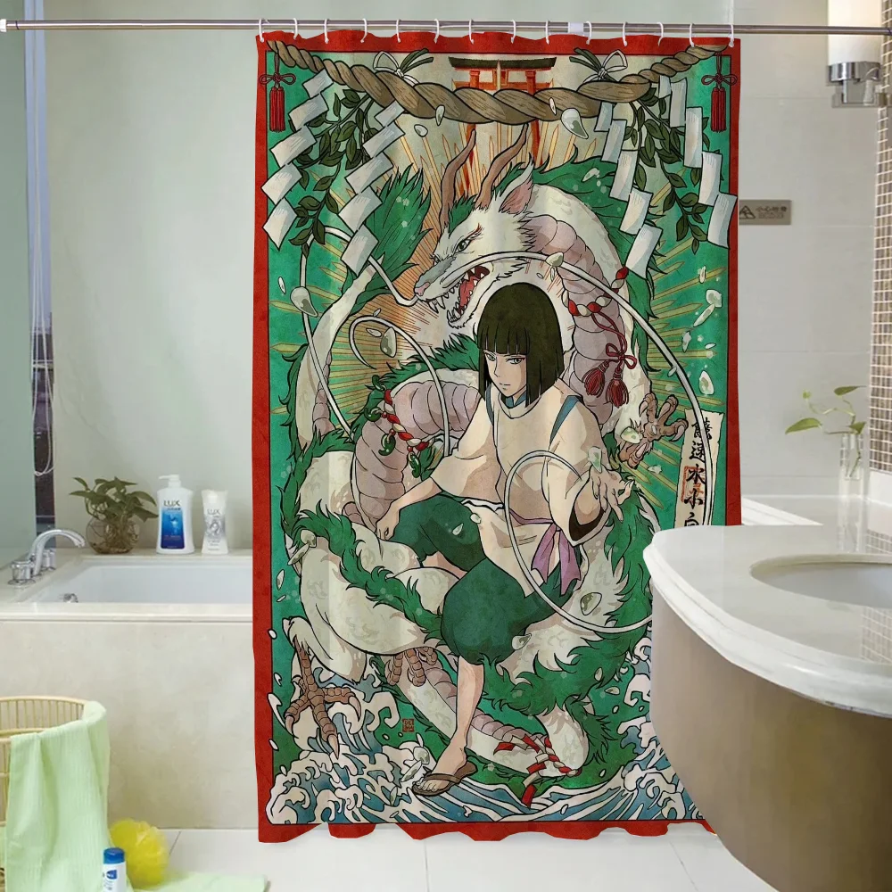 Hayaos Miyazakis Bathroom Shower Curtains for Houses Rooms European Curtain Folding Partition Accessories Bath Bedrooms Quarto