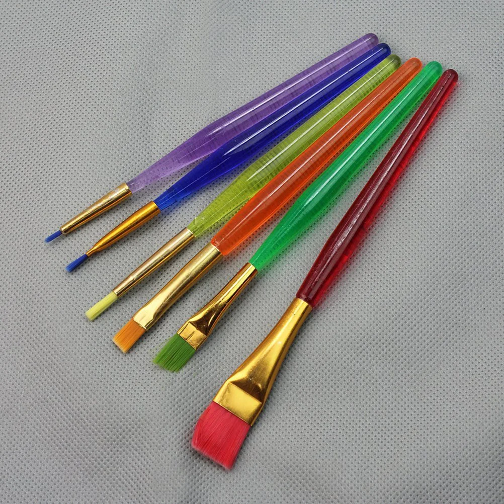

6Pcs Cake Icing Painting Brush Set Plastic Colorful Brushes for Halloween Easter Christmas Birthday Cake DIY Sugar Craft
