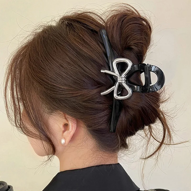 Pinzas para el pelo con lazos de Metal para mujer, horquilla elegante, pinza para el pelo, accesorios para el cabello, tocado para niña, 4 colores, 13cm