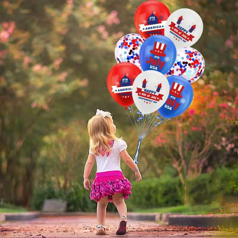 Independence Day Decor Balloons 16 Pcs Multifunctional Balloon Ornament Patriotic White And Red Blue Confetti For 4th Of July