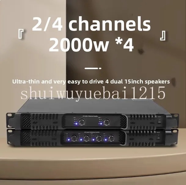 

Чисто цифровой четырехканальный усилитель мощности Pure post-stage HIFI KTV2000W * 4 для сценического использования, высокомощный усилитель.